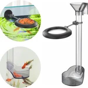 Acrylic aquarium fish feeding set with floating feeding ring and extendable feeder tube for floating and sinking fish food