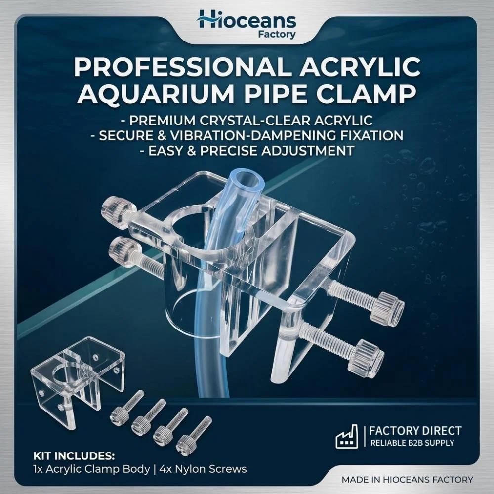 Hioceans professional clear acrylic aquarium pipe clamp poster with 4 nylon screws for water hose fixation